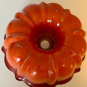 Vintage Orange Aluminum Bundt Pan Retro 
Tube Cake Pan 9”
